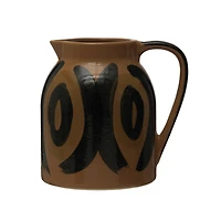Hello Honey® 6" Brown & Black Decorative Hand Painted Stoneware Pitcher
