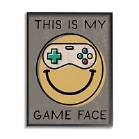 Stupell Industries My Game Face Phrase Yellow Smiley Retro Controller Framed Wall Art