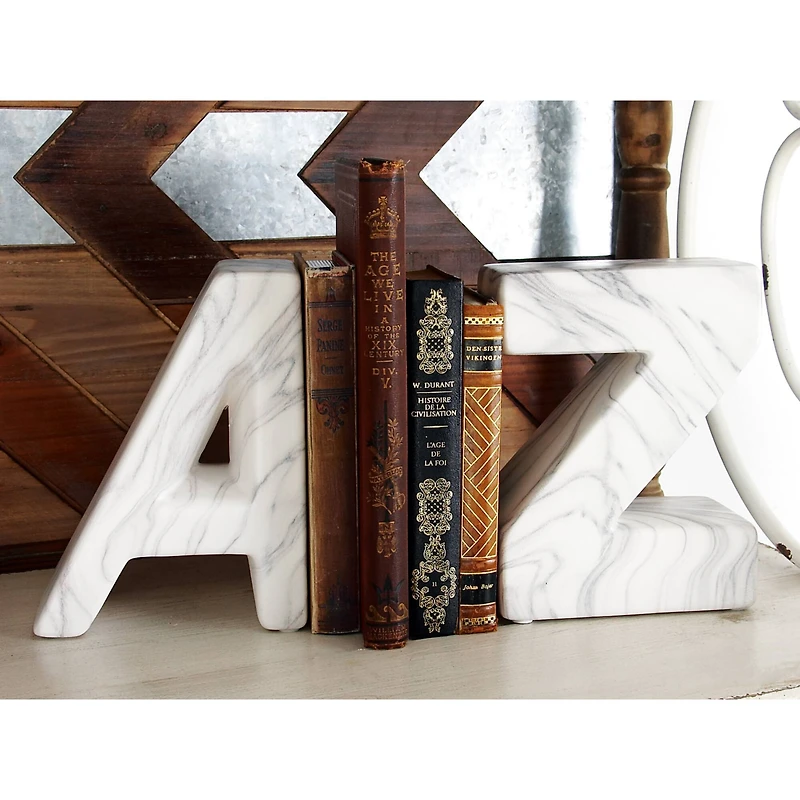 CosmoLiving by 8" Cosmopolitan Contemporary A & Z Dolomite Bookend Set