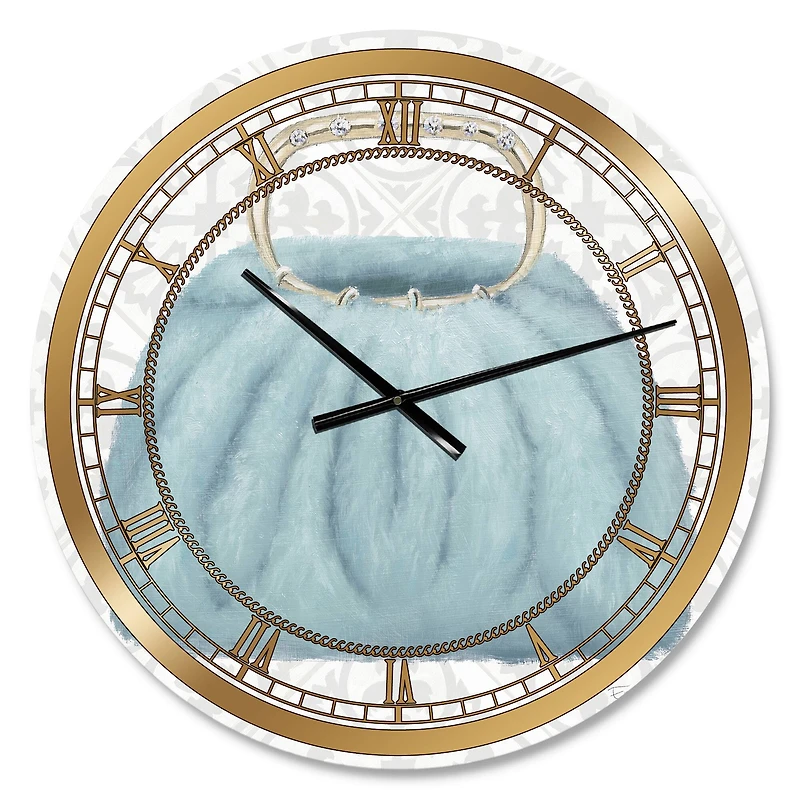 Designart 'Glam Cosmetics Blue Bag Glam Wall Clock