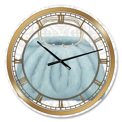 Designart 'Glam Cosmetics Blue Bag Glam Wall Clock