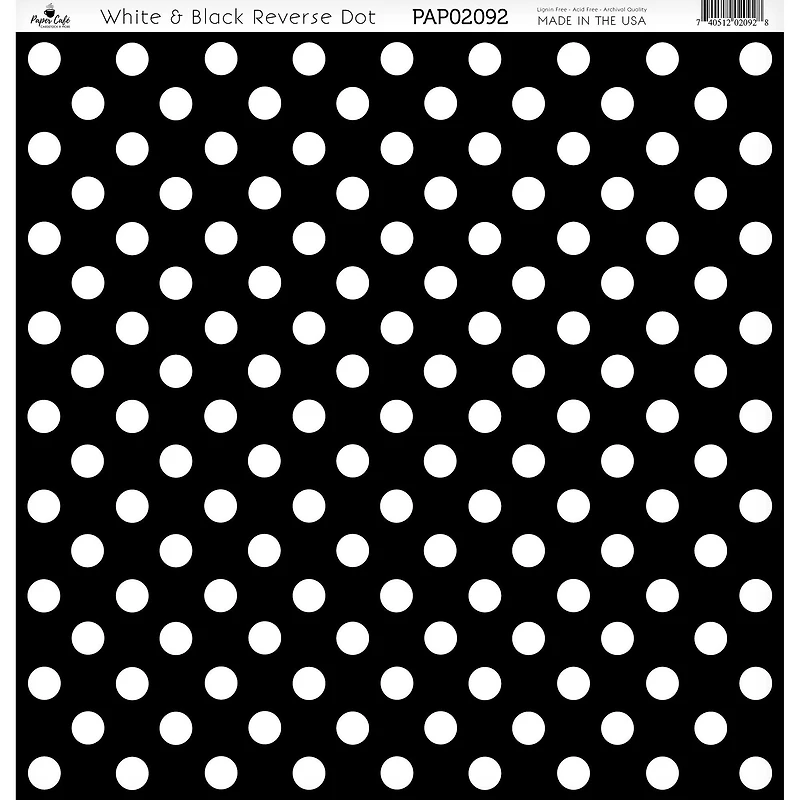 Paper Café White & Black Reverse Dot 12" x 12" Cardstock, 15 Sheets