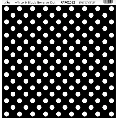 Paper Café White & Black Reverse Dot 12" x 12" Cardstock, 15 Sheets
