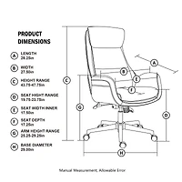 Glitzhome® Mid-Century Modern Faux Leather Adjustable High Back Swivel Office Chair