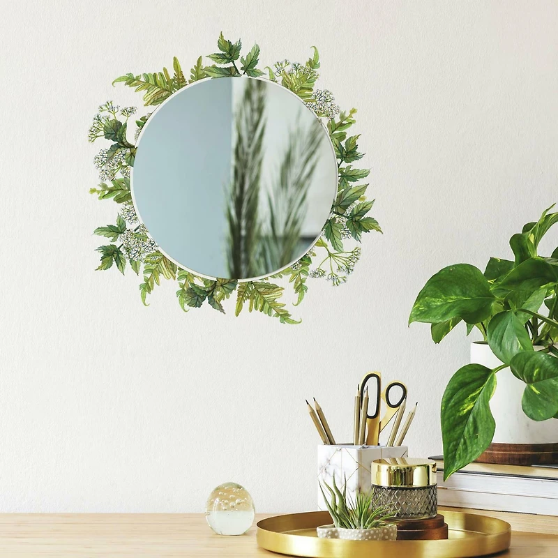 RoomMates Fern Peel & Stick Decals with Circle Mirror