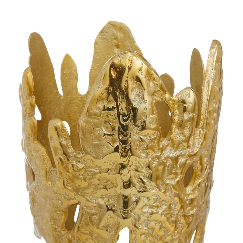 Set of 2" Gold Aluminum Contemporary Vases, 20" x 6" x 7"