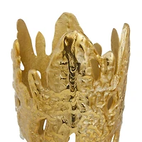 Set of 2" Gold Aluminum Contemporary Vases, 20" x 6" x 7"