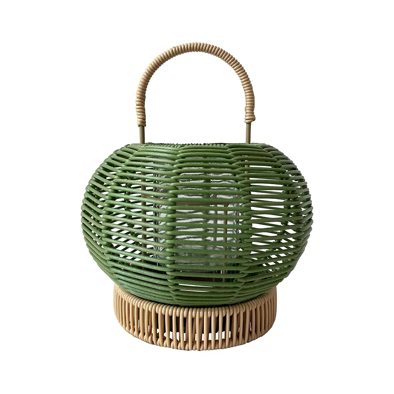 9" Faux Rattan & Glass Lantern Votive Holder by Ashland