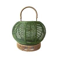 9" Faux Rattan & Glass Lantern Votive Holder by Ashland