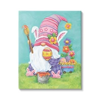 Stupell Industries Whimsical Gnome Painting Easter Eggs Festive Flowers Canvas Wall Art