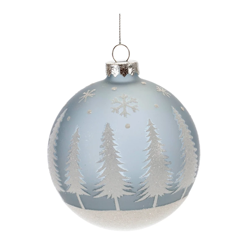 4" Frosted Forest & Village Glass Ball Ornament Set