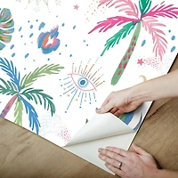 RoomMates White Multi Nuit Tropicale Peel & Stick Wallpaper