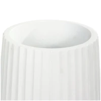 Large White Ribbed Resin Floor Vase