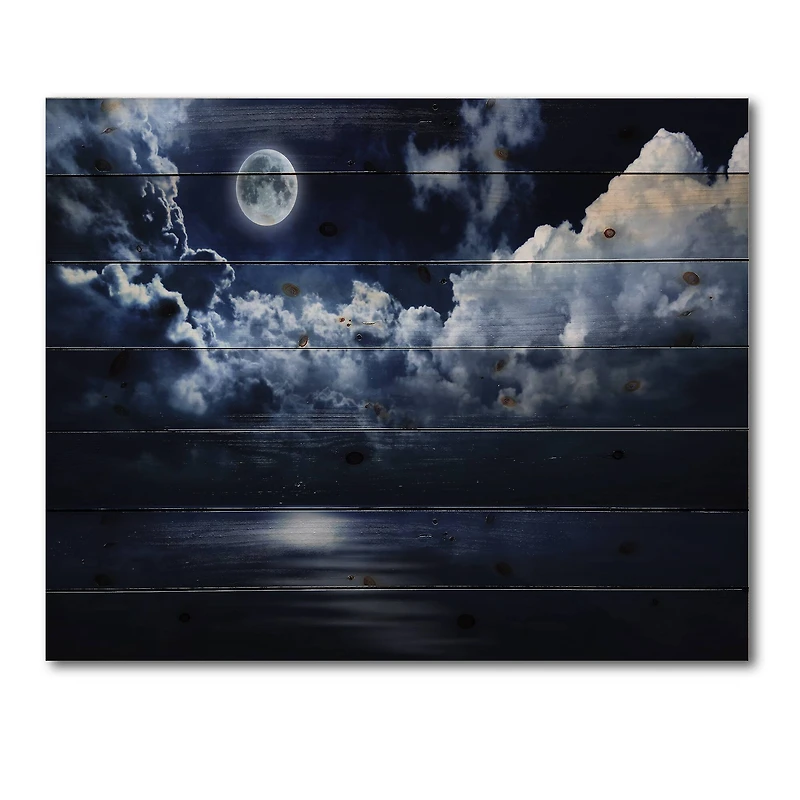 Designart - Full Moon in Cloudy Night Sky