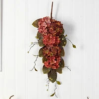 35" Hydrangea & Berry Fall Teardrop Swag
