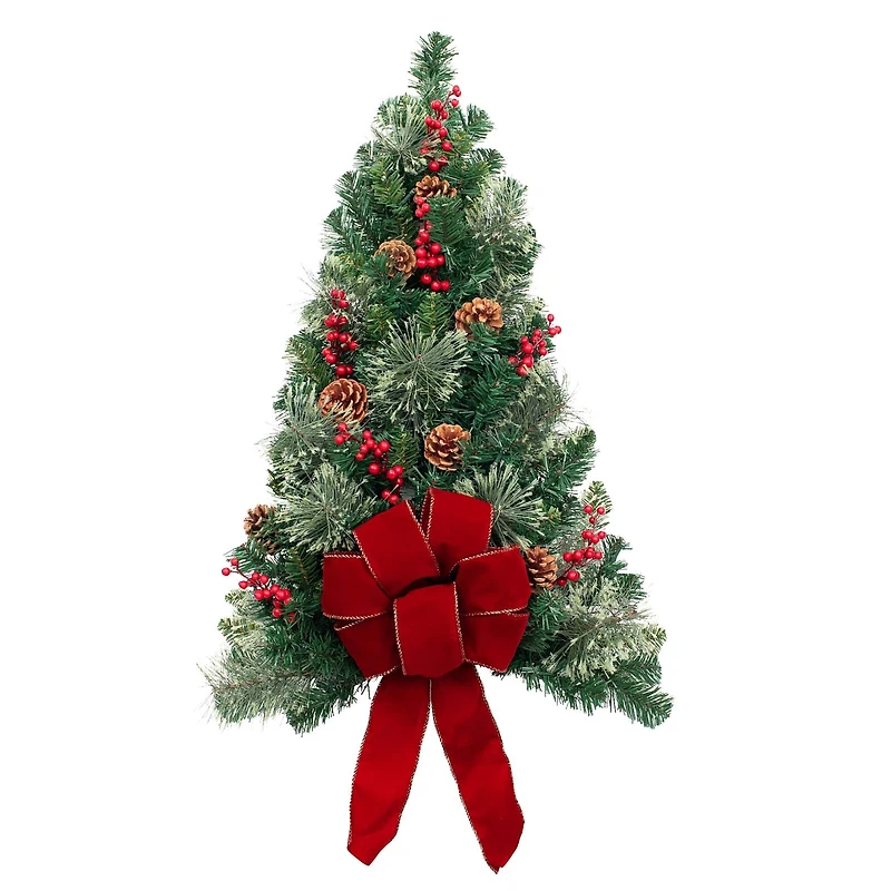 28" Pre-Lit Classic Wall Artificial Christmas Tree, Warm White LED Lights 