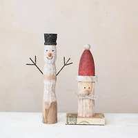 Hello Honey® 16" Red, White & Natural Hand-Carved Mango Wood Santa Accent