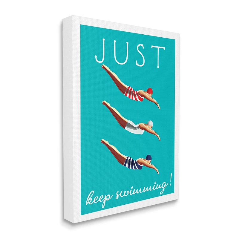 Stupell Industries Trio of Female Divers Just Keep Swimming Phrase Canvas Wall Art