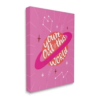 Stupell Industries You're Out of This World Phrase Valentine Pink Planet Canvas Wall Art
