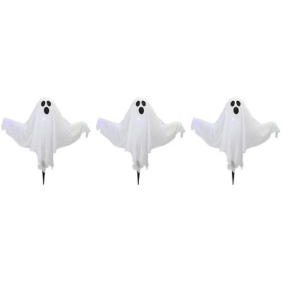 Lighted White Ghost Halloween Lawn Stakes Set, 3ct.