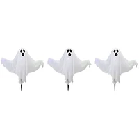 Lighted White Ghost Halloween Lawn Stakes Set, 3ct.