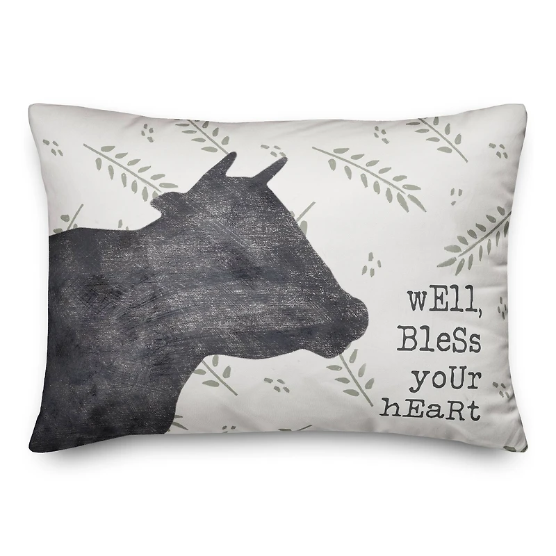 20" x 14" Bless Your Cow Indoor & Outdoor Throw Pillow