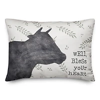 20" x 14" Bless Your Cow Indoor & Outdoor Throw Pillow