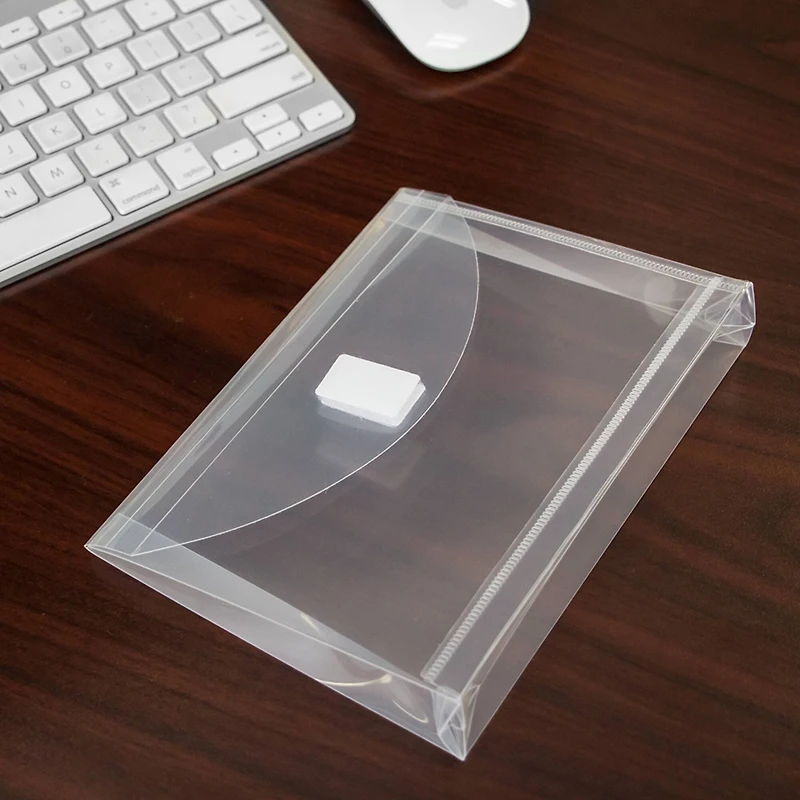 JAM Paper 5.5" x 7.5" Clear Plastic Hook & Loop Closure Envelopes, 12ct.