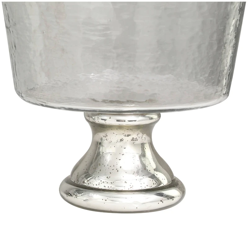 Smokey Silver Glass with Mercury Glass Pedestal Decorative Bowl Set