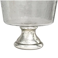 Smokey Silver Glass with Mercury Glass Pedestal Decorative Bowl Set