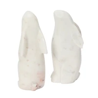 Hello Honey® 6.5" White Rabbit Hand Carved Marble Bookends Set