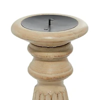 Brown Mango Wood Traditional Candle Holder Set