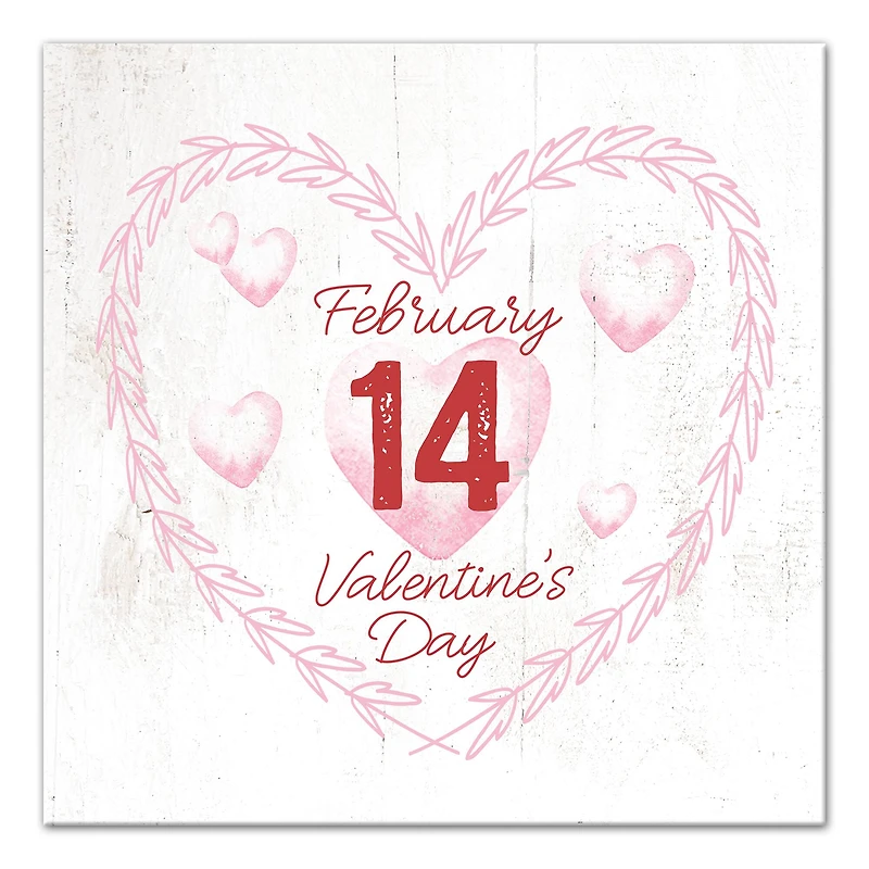 Valentines Day Calendar Wreath Canvas Wall Art