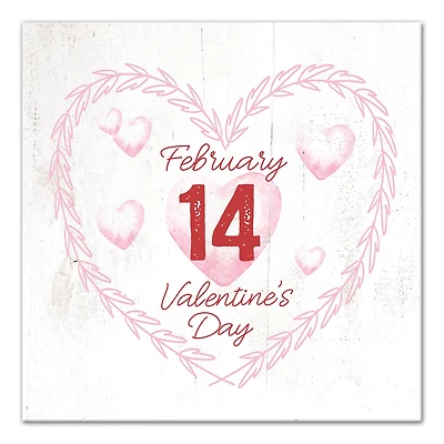 Valentines Day Calendar Wreath Canvas Wall Art
