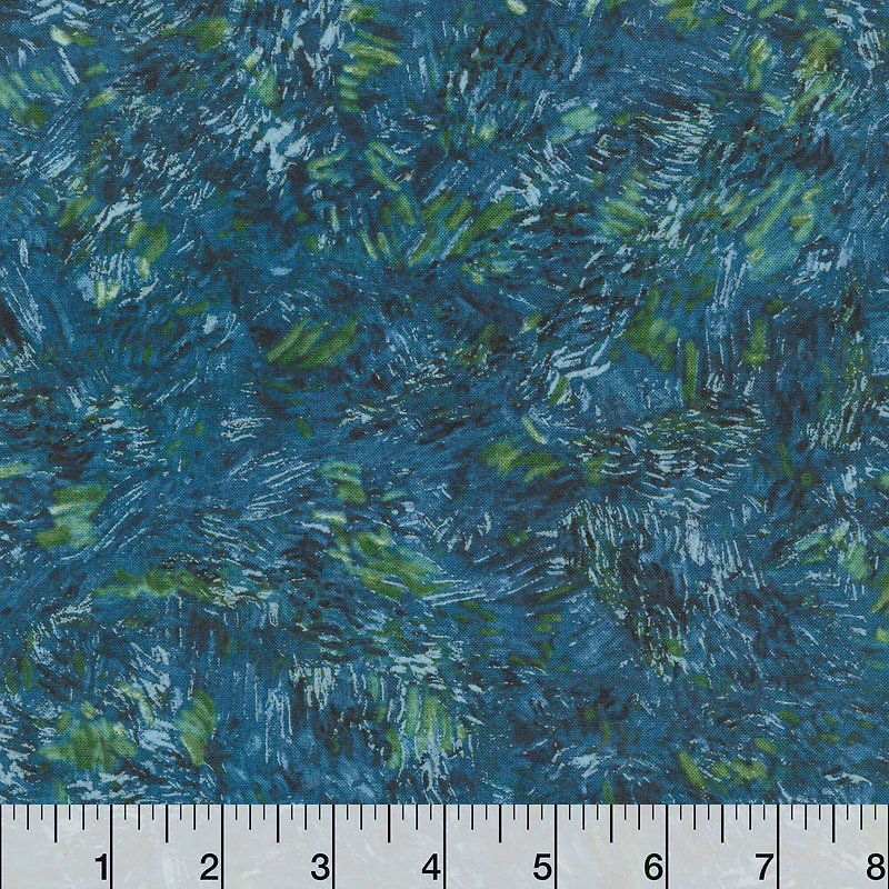 Robert Kaufman Blue Green Brush Strokes Cotton Fabric