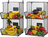 NEX™ Black 4-Tier Wall Mount Storage Basket Organizer with Wheels