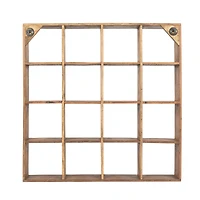 Hello Honey® 28" Square Walnut Finish Reclaimed Wood Shelf with 16 Compartments