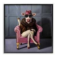 Stupell Industries Trendy Pink Glam Cow Framed Giclee Art