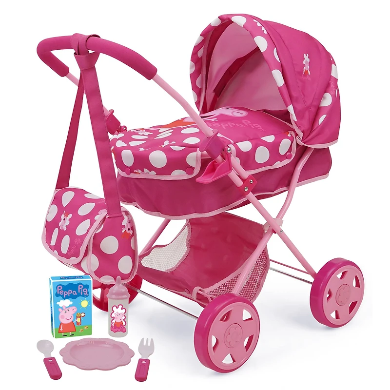 509 Crew Peppa Pig™ Pink and White Dots Baby Classic Doll Pram Set
