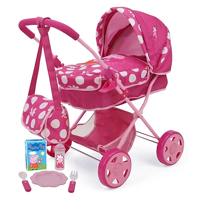 509 Crew Peppa Pig™ Pink and White Dots Baby Classic Doll Pram Set