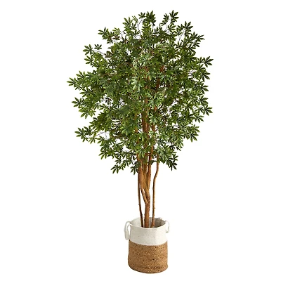 6ft. Japanese Maple Artificial Tree in Handmade Natural Jute and Cotton Planter
