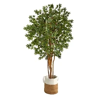 6ft. Japanese Maple Artificial Tree in Handmade Natural Jute and Cotton Planter
