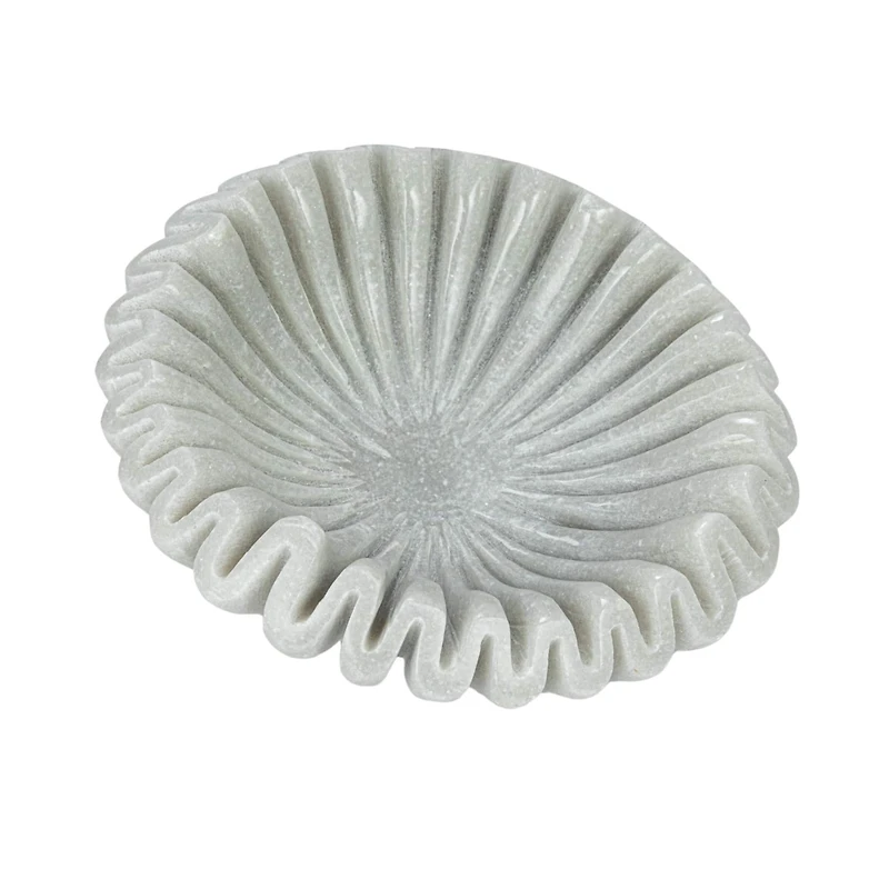 Hello Honey® 7" White Round Marble Pleated Dish