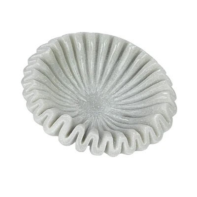 Hello Honey® 7" White Round Marble Pleated Dish