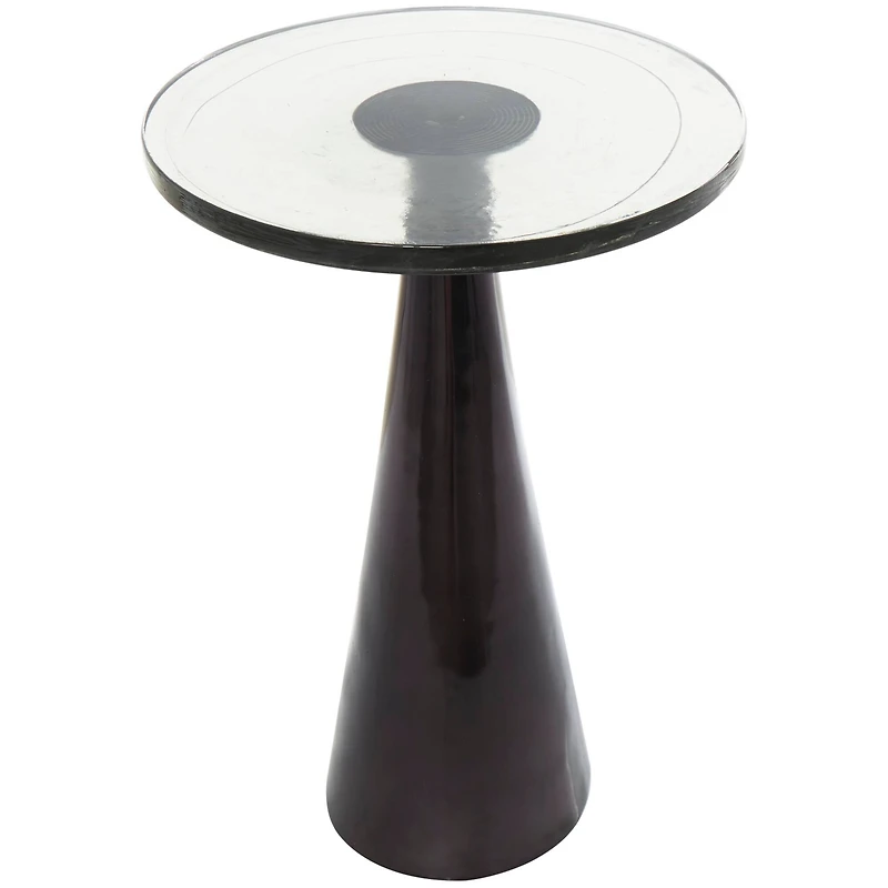 24" Black Aluminum Geometric Cone Accent Table