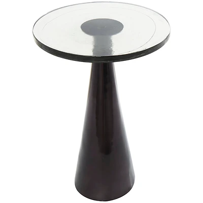 24" Black Aluminum Geometric Cone Accent Table