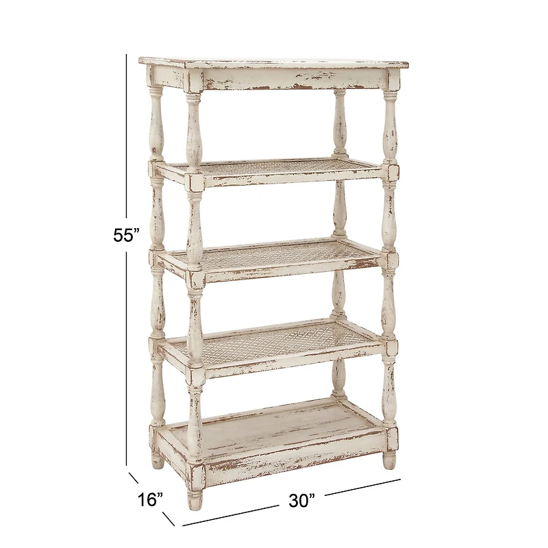 White Wood Farmhouse Shelving Unit