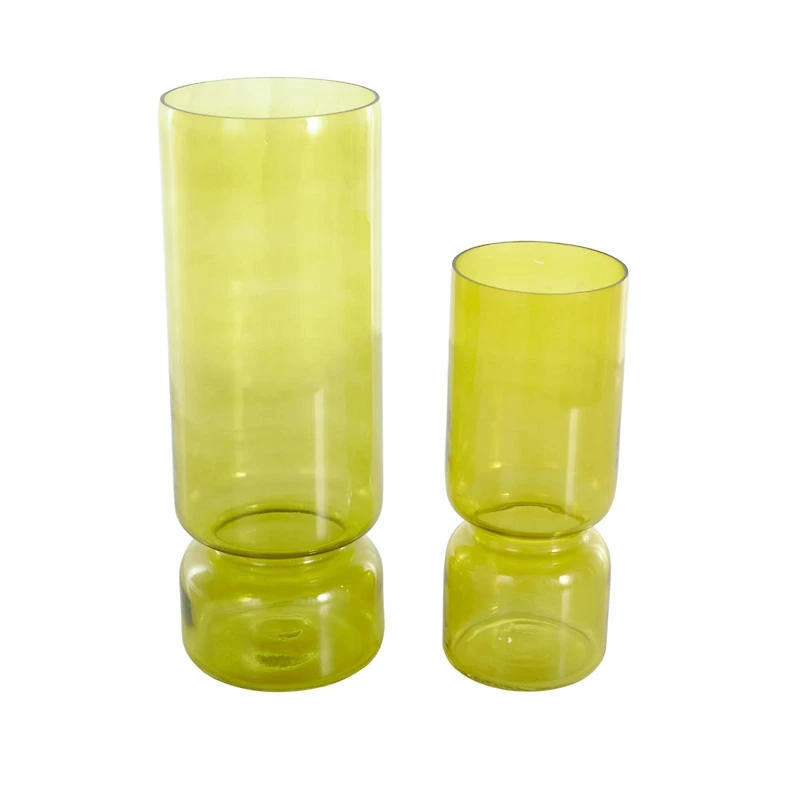 Green Modern Round Glass Vase Set