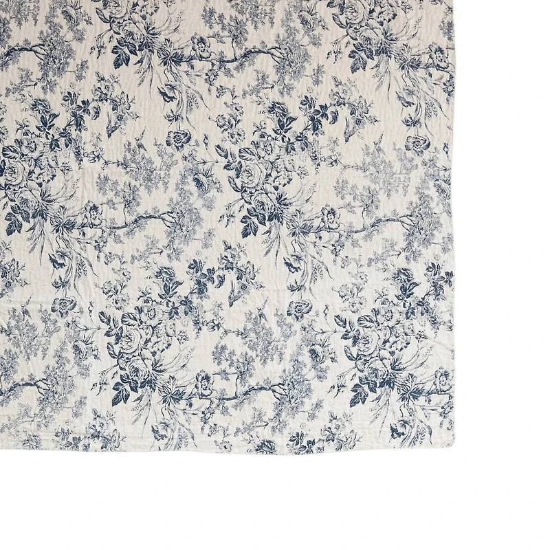 Hello Honey® 60" Blue & White Toile Pattern Cotton Chambray Throw