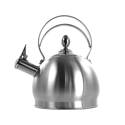 MegaChef 2.8 Liter Brushed Silver Round Stovetop Whistling Kettle